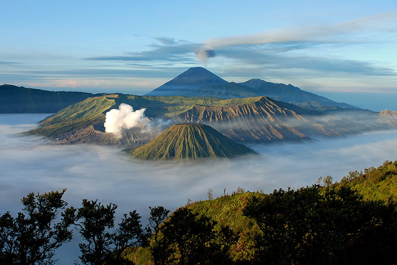 Mount Bromo!!World's Most Spectacular Volcano Mountains, bromo, cloud, mountains, nature, trees, volcano, sky, HD wallpaper