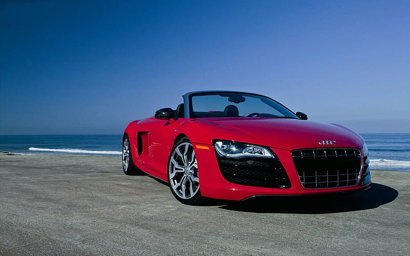 audi r8, red Audi, red convertible r8, sports cars, HD wallpaper