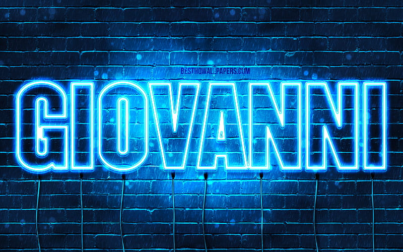 Giovanni with names, horizontal text, Giovanni name, blue neon lights, with Giovanni name, HD wallpaper