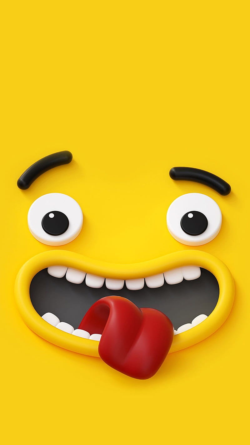 Omg, yellow, cartoon, red, tongue, scared, eyes, funny, drawings, teeth, HD  phone wallpaper | Peakpx