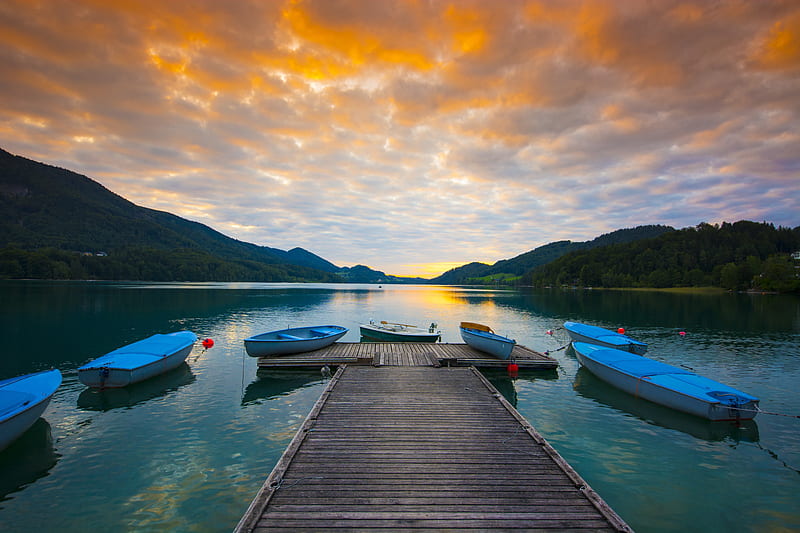 Sunset, boats, beaches, pier, nature, clouds, sky, weather, HD ...