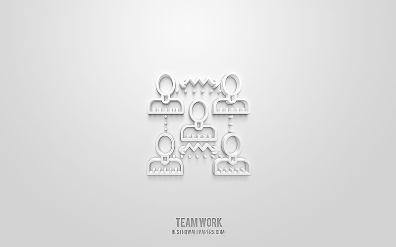 Teamwork 3d icon, white background, 3d symbols, Teamwork, Business icons, 3d icons, Teamwork sign, Business 3d icons, HD wallpaper
