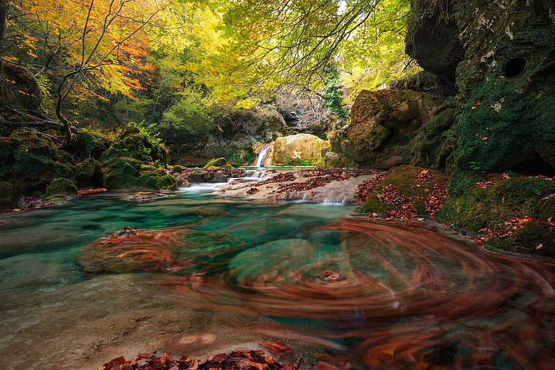Earth, River, Fall, Forest, Rock, Spain, HD wallpaper