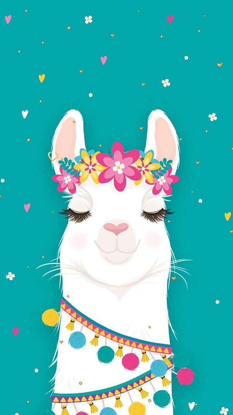 Cute Spring Llama, Cute Cartoon Llama, HD phone wallpaper