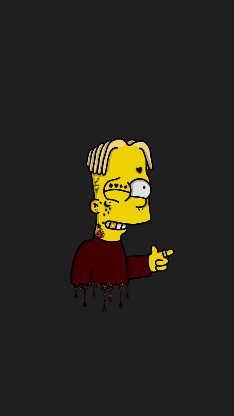 Bart Sad, black, lol, rap, simpson, simpsons, triste, xd, HD phone  wallpaper