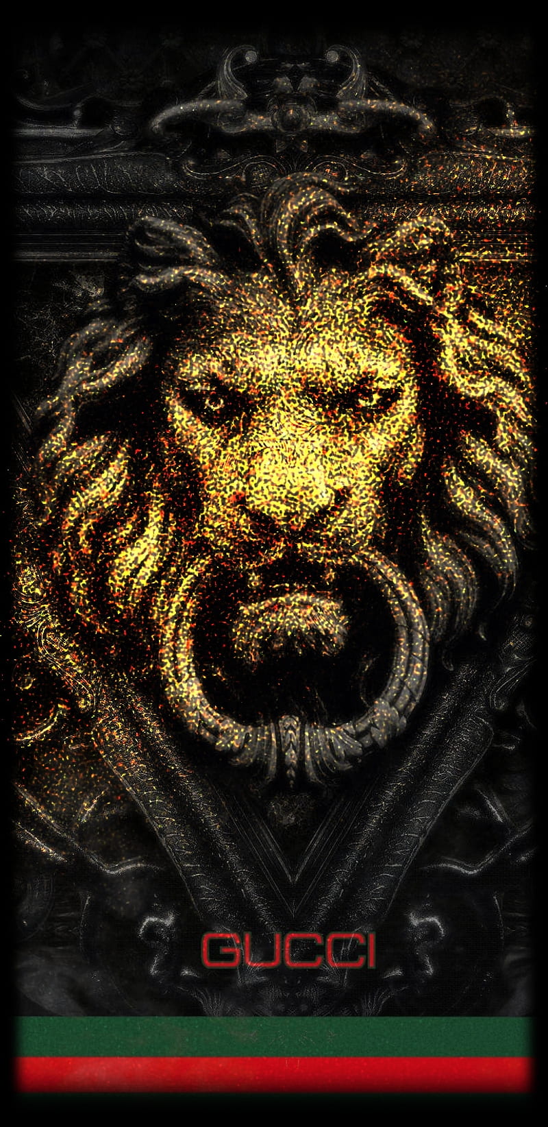 Gucci LionGold, flake, gold, lion, speckled, HD phone wallpaper