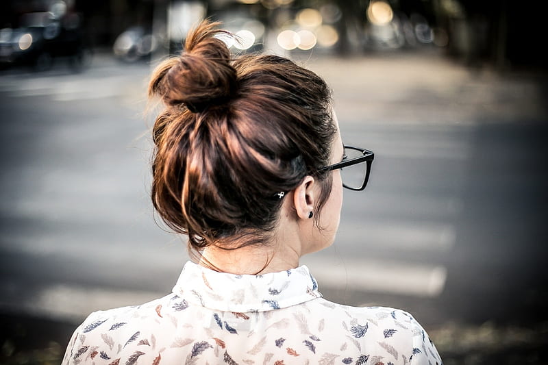 Woman, Glasses, Hair bun, People, HD wallpaper