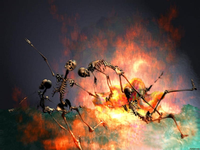 Exploding Skeletons, exploding, skeletons, HD wallpaper