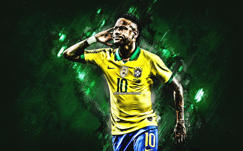 Neymar Jr, Brazil national football team, Brazilian football player, striker, portrait, Brazil, football, Neymar, HD wallpaper