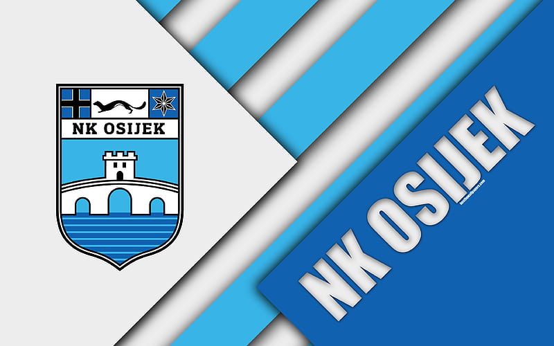 NK Osijek white blue abstraction, logo, material design, Croatian football club, Osijek, Croatia, Prva HNL, football, Croatian First Football League, Osijek FC, HD wallpaper