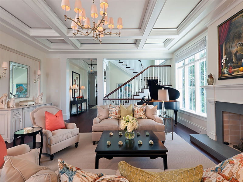 Classic Interior Design, interior, home, desenho, abstract, classic, decor, HD wallpaper