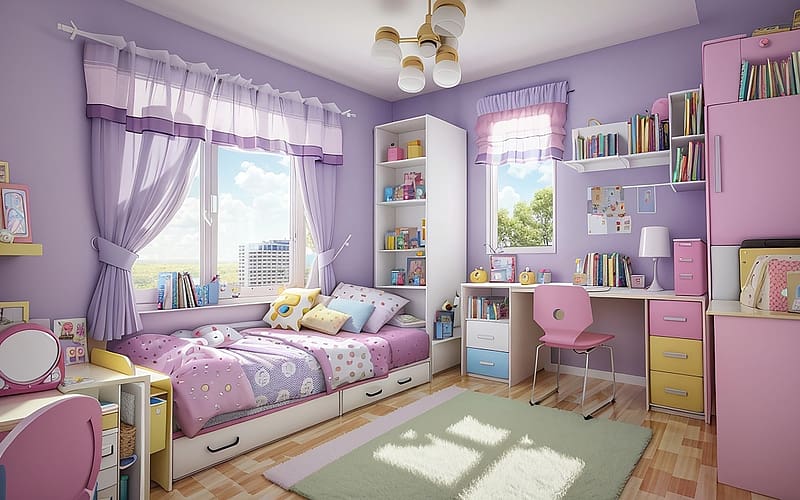 Kids Room, pastel, AI art, interior, HD wallpaper Kids Room, pastel, AI art, interior, HD wallpaper