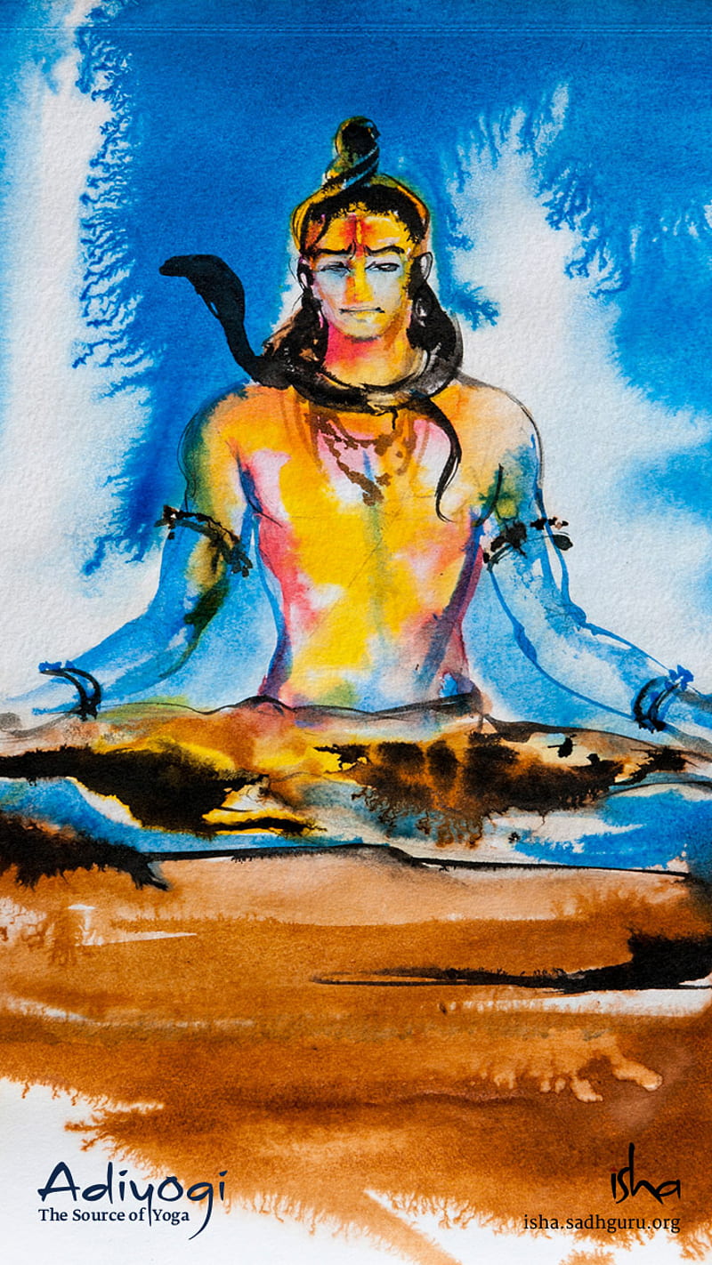 Shiva painting, aadiyogi, god, mahadev, mahakaal, saint, shiva, HD phone wallpaper