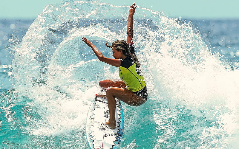 Girl on a surfboard-Sports Poster, HD wallpaper