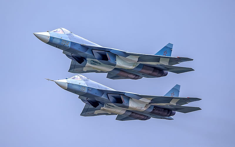 Su-57, PAK FA, Russian fighter, 5th generation, Russian Air Force, Sukhoi Su-57, HD wallpaper