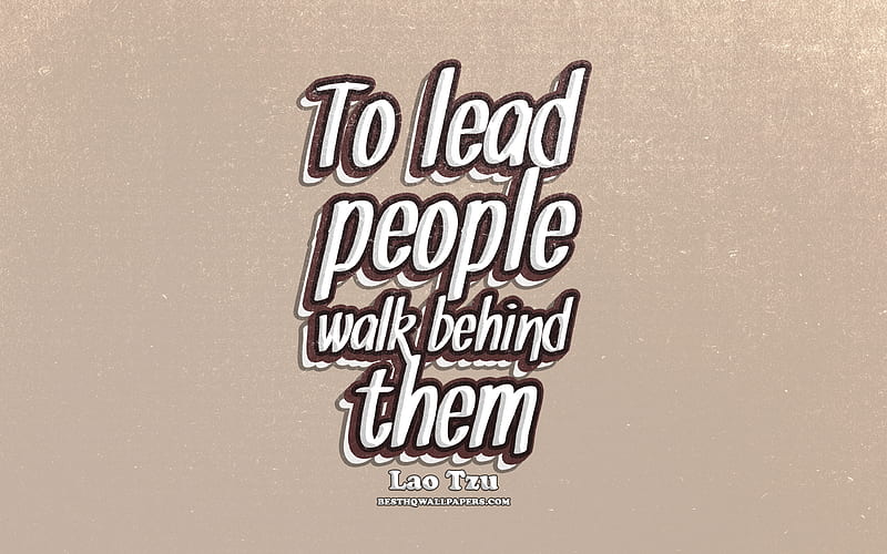 To lead people walk behind them, typography, quotes about life, Lao Tzu quotes, popular quotes, violet retro background, inspiration, Lao Tzu, HD wallpaper