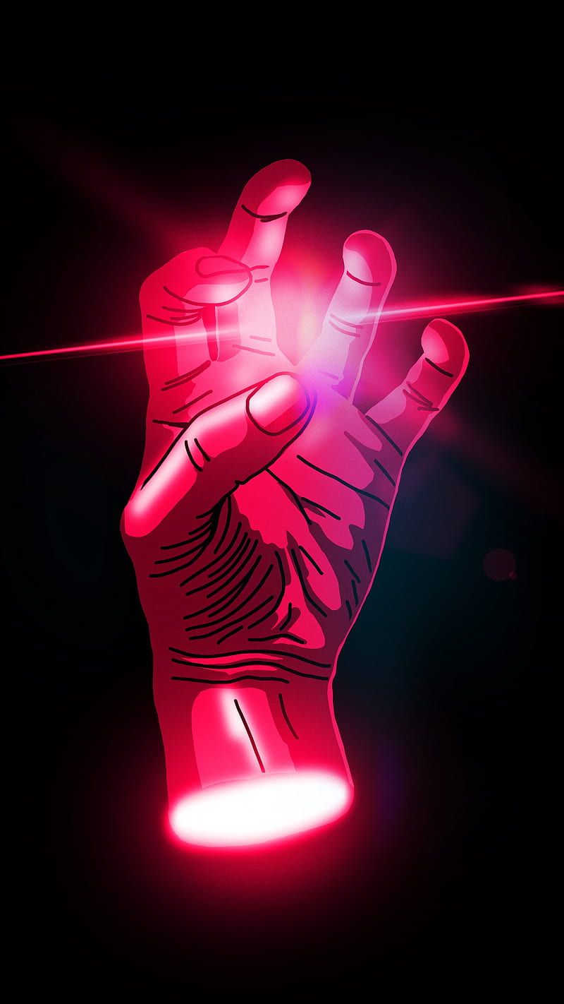 The Divine, My, amoled, drawing, fingers, flare, glow, hand, illustration, light, oled, red, vibrant, HD phone wallpaper