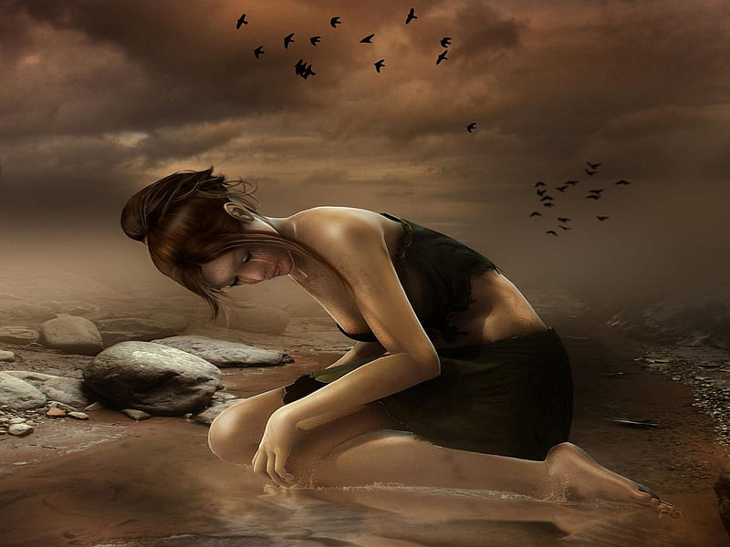 desolation, sad, fantasy, girl, HD wallpaper