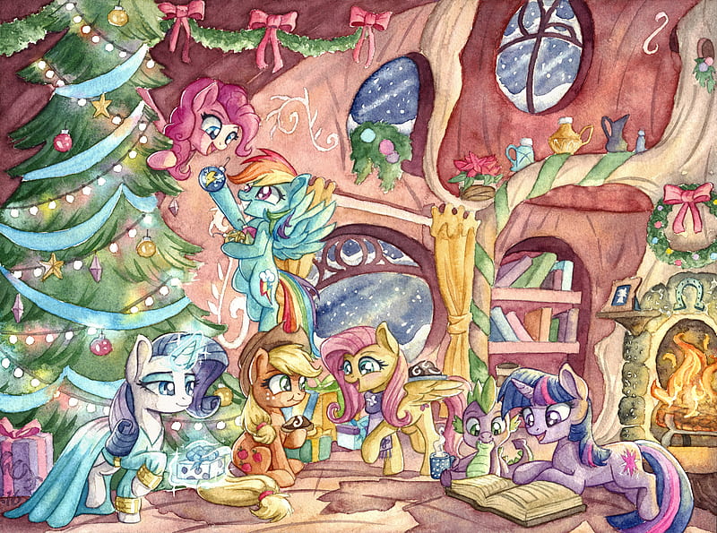 My Little Pony, My Little Pony: Friendship is Magic, Twilight Sparkle , Spike (My Little Pony) , Fluttershy (My Little Pony) , Applejack (My Little Pony) , Rainbow Dash , Pinkie Pie , Rarity (My Little Pony), HD wallpaper
