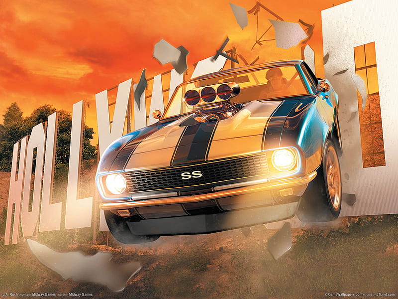 L.A. Rush, stunt, race, racing, game, adventure, car, sport car, l a rush, yellow car, HD wallpaper