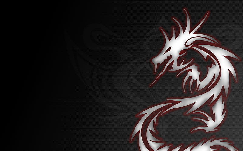 tribal dragon 2, black, red, tribal, dragon, HD wallpaper