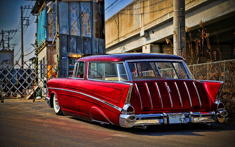 Chevrolet Nomad, back view, 1957 cars, retro cars, american cars, 1957 Chevrolet Nomad, Chevrolet, HD wallpaper