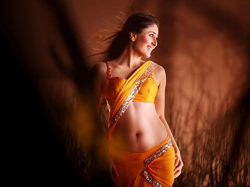 Kareena kapoor, navel, hot, orange, indian, HD wallpaper | Peakpx