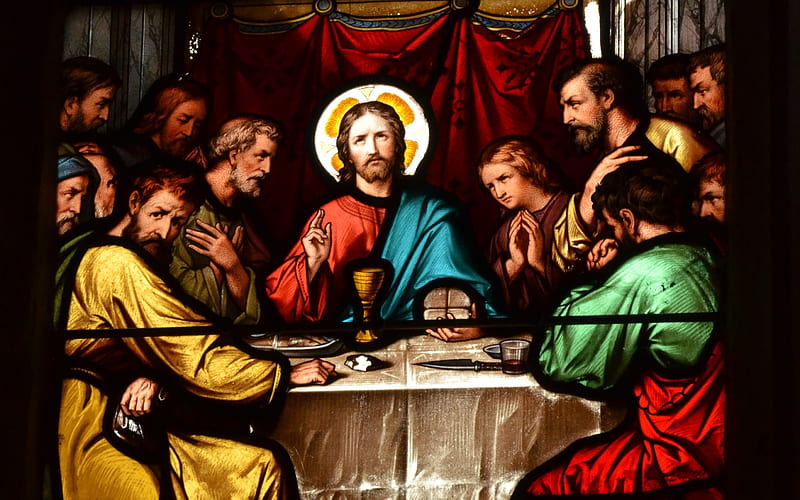 Last Supper, Christ, stained glass, apostles, Jesus, HD wallpaper