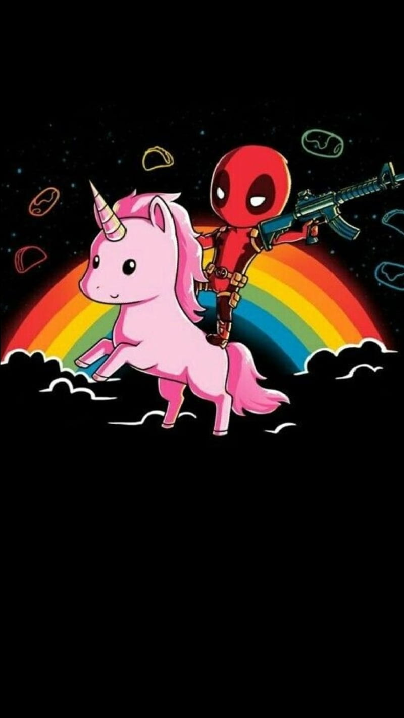 Deadpool unicorn3, dead pool, dead, pool, red, black, unicorn, fecklessabandon, feckless, HD phone wallpaper