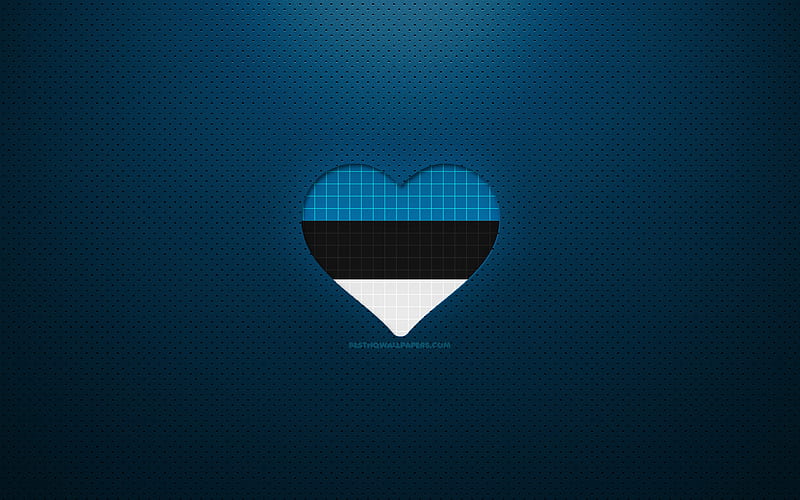 I Love Estonia Europe, blue dotted background, Estonian flag heart, Estonia, favorite countries, Love Estonia, Estonian flag, HD wallpaper