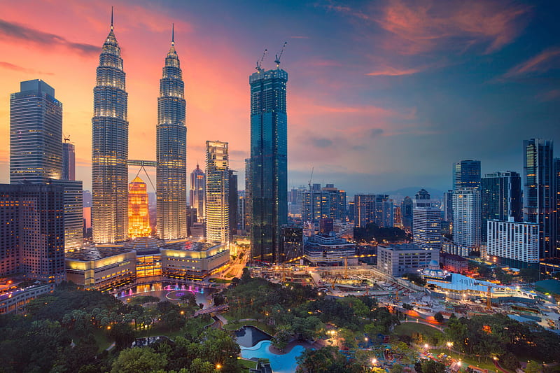 Cities, Kuala Lumpur, Night, Skyscraper, Malaysia, Building, City, Petronas Towers, HD wallpaper