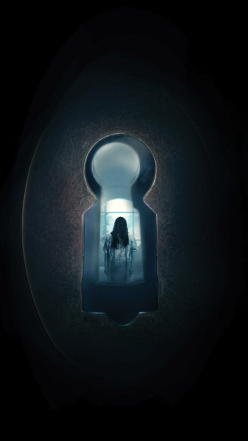 rings, dark, door, female, girl, horror, lock, movie, scary, HD phone wallpaper