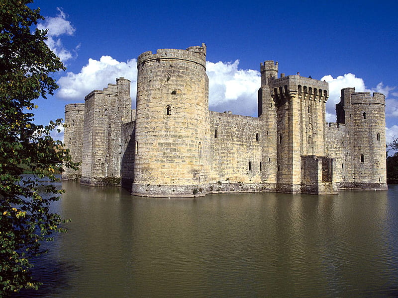Bodiam Castle and Moat, castles, graphy, moats, england, HD wallpaper
