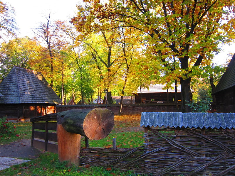 Autumn Village Museum, muzeul, toamna, satului, la, HD wallpaper