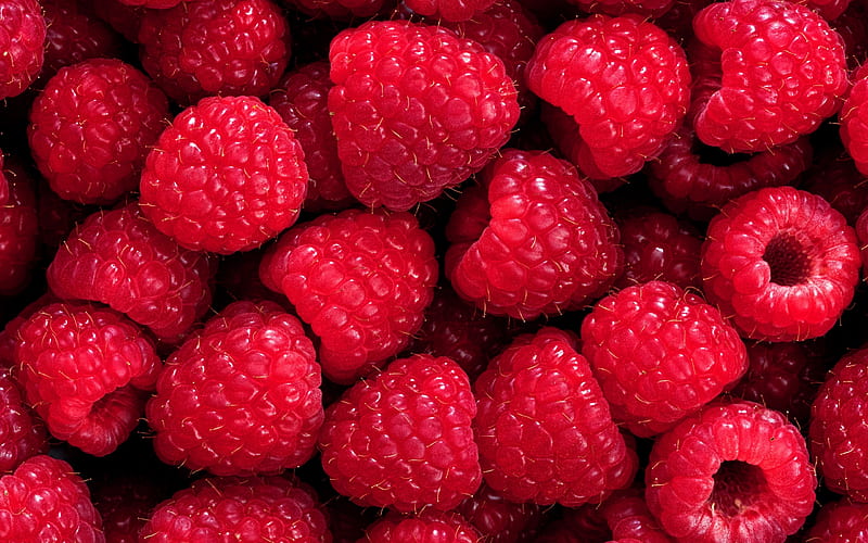 Raspberries, texture, fruit, red, vara, summer, raspberry, skin, HD wallpaper