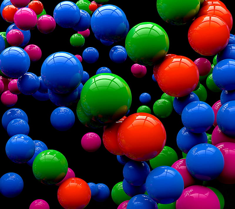 3d Colorful Balls, HD wallpaper