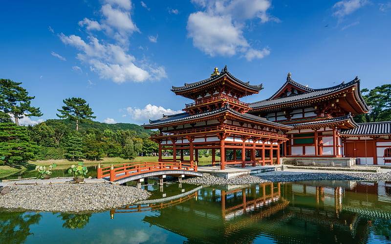 Byodo-in, Buddhist temple, summer, japanese temple, beautiful landscape, Uji, Kansai, japan, HD wallpaper