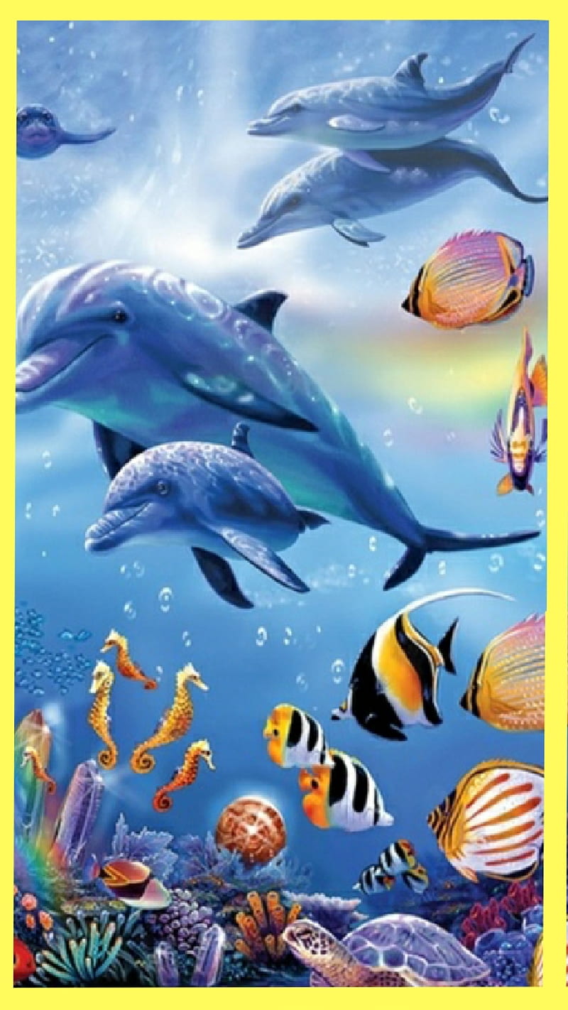 Swim Buddies, aquarium, beach, dolphin, fish, ocean, sea, surf, water, HD phone wallpaper