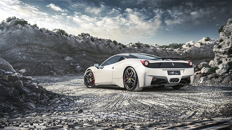 Ferrari 458 Italia White, ferrari-458, 2018-cars, carros, behance, HD wallpaper