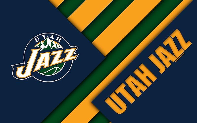 Utah Jazz logo, material design, American basketball club, blue yellow green abstraction, NBA, Salt Lake City, Utah, USA, basketball, HD wallpaper