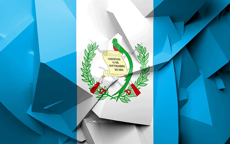 Flag of Guatemala, geometric art, North American countries, Guatemalan flag, creative, Guatemala, North America, Guatemala 3D flag, national symbols, HD wallpaper