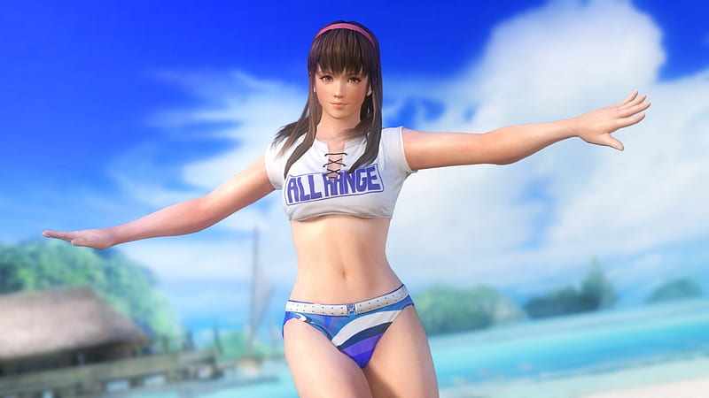 Hitomi swimsuit games female doa cg video games beach girl