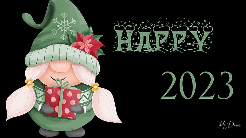 Happy 2023 Gnome, new year, gnome, sweet, cute, hapy, 2023, elf, HD wallpaper