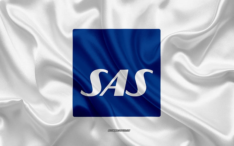 Scandinavian Airlines logo, airline, white silk texture, airline logos, Scandinavian Airlines emblem, silk background, silk flag, Scandinavian Airlines, HD wallpaper