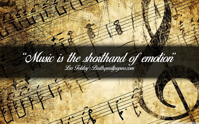 Music is the shorthand of emotion, Leo Tolstoy, calligraphic text, quotes  about music, HD wallpaper | Peakpx