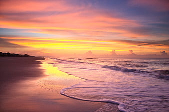 Beach Waves Sunrise Anime 4K Wallpaper iPhone HD Phone #4810f