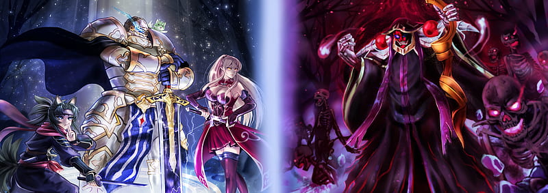 Anime, Crossover, Ainz Ooal Gown , Arc (Skeleton Knight in Another World) , Chiyome (Skeleton Knight in Another World) , Ariane Glenys Lalatoya, HD wallpaper