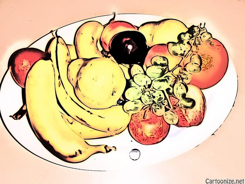 Cartoon fruit platter, fruit, editing, graphy, funny fruit, HD wallpaper