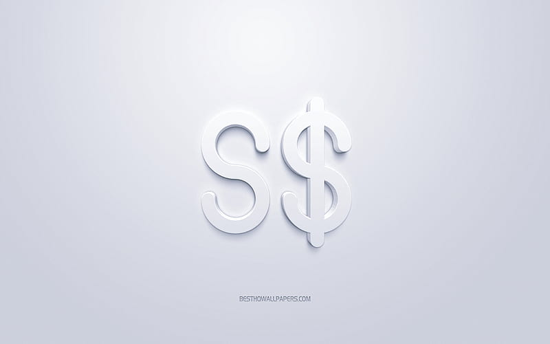 Singapore dollar symbol, currency sign, Singapore dollar, white 3D Singapore dollar sign, Singapore dollar Currency, white background, HD wallpaper
