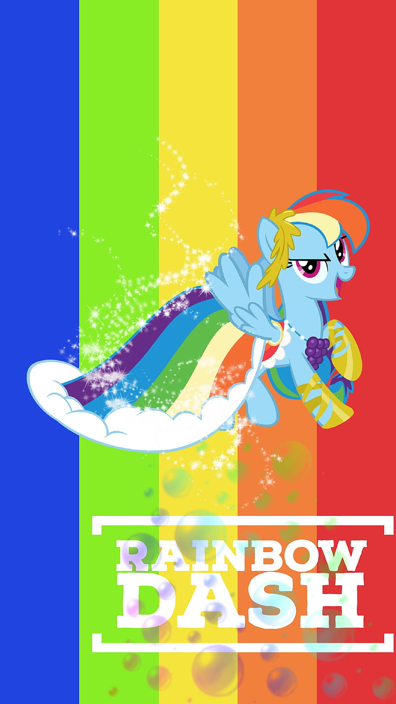 Rainbow Dash Bubbles, bright, colorful, mlp, my little pony, neon, pretty, rainbow dash, HD phone wallpaper